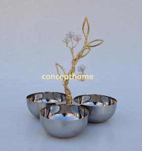 Bol de service en acier inoxydable fait à la main, écologique, avec un design doré en forme de branche dorée pour la décoration de la maison, de l'hôtel et du restaurant - Product Image 4