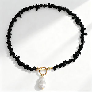 Collar de hebilla OT de perla de forma grande de grava de cristal Natural de Venta caliente - Product Image 3