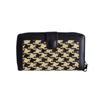 Elegante Cartera Larga con Clip Hecha a Mano con Cuero Genuino y Ratán Ecológico para Mujer de Indonesia por Indang Apang Galeri