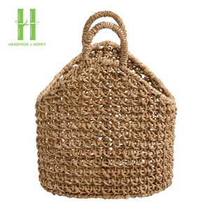 Hot Selling Factory's Customizable Boho Seagrass Oval <b>Basket</b> Handle Square Serving <b>Tray</b> for Food OEM Storage Boxes Bins - Product Image 1