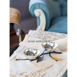 Bol de décoration de vaisselle de restauration pour hôtel, forme ronde polie brillante plaquée en noir avec base de conception de branche, bol de service de fruits - Product Image 3