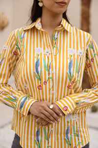 Custom Made Casual Cotton Striped Oversized <b>Shirt</b> with Side Slits <b>for</b> <b>Women</b> Suitable <b>for</b> Boutique Clients and Garment Resellers - Product Image 2