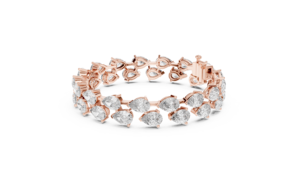 Bracelet tennis TRENDY en or rose massif 18 carats avec pierres de laboratoire taille poire, idéal pour un cadeau de luxe et les occasions spéciales/au quotidien - Product Image 2
