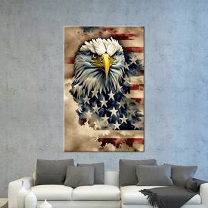 Toile d'art imprimée avec drapeau américain, œuvre d'art moderne, décoration avec aigle, art mural pour bureau, encadrée pour galerie - Product Image 1