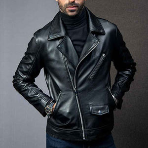 2025 nouvelle conception personnalisée haute qualité vêtements décontractés hommes veste d'hiver Logo personnalisé couleur unie veste en cuir véritable prix de gros - Product Image 5