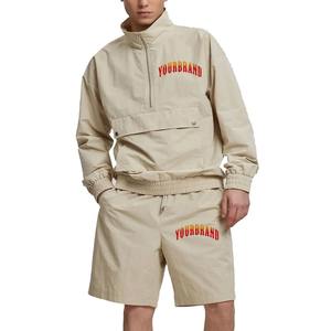 Vêtements personnalisés pour hommes Short et veste Jogger Set Two Piece 1/4 Zipper Track Suit Polyester Windbreaker Tracksuit Short Set - Product Image 4