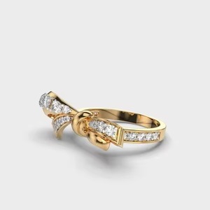 14k Solid Gold Wedding Ring Bow Style Exclusive Diamond Ring 1 Carat Round Cut Lab Grown Diamond Engagement Ring for <b>Girlfriend</b> - Product Image 6