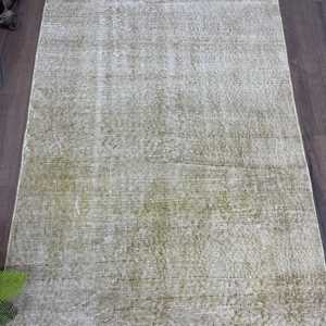 Tapis d'appoint vintage turc 3,3x5,9 pieds, tapis oriental en laine gris et blanc - Product Image 3