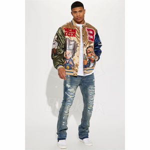 Chaqueta universitaria de satén de doble cara con bordado personalizado de estilo callejero para hombre, resistente al agua, servicio OEM - Product Image 6