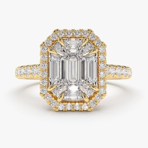 14k Solid Gold Lab Grown VVS Moissanite Diamond Fine <b>Rings</b> <b>Emerald</b> Cut Lab Diamond Trendy VVS Clarity Elegant for Women - Product Image 1