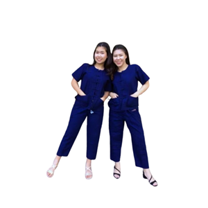 กางเกงขายาวหนังลูกวัวแบบไทยสำหรับผู้ชายผ้าฝ้ายทอมือสีครามธรรมชาติ - Product Image 2