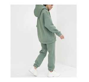 Wholesale 2022 Custom Logo Female Training Wear Sweatsuit 2 Piece Set Track Suit Hooded Tracksuit for Women - Product Image 3