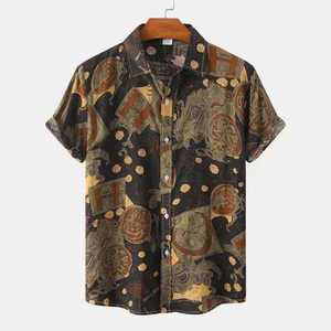 Camiseta de playa para hombre con estampado personalizado, 100% algodón, cuello camp, moda 2026 - Product Image 3