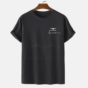Vente en gros T-Shirt en tricot uni en coton/fibre de bambou pour homme Logo OEM personnalisé Respirant Séchage rapide Col en O Longue saison estivale - Product Image 1