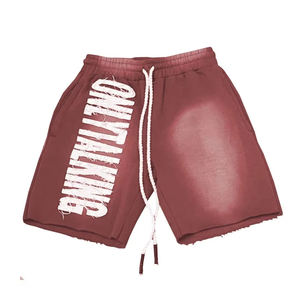 Pantalones cortos de lana Vintage de diseño personalizado para hombre, patrón sólido desteñido por el sol, estilos de bordado desgastado de algodón pesado - Product Image 1