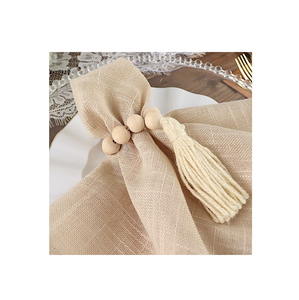 Wooden Beads Napkin Holder Set Handmade Rope Tassel Beads Napkin Ring for Party and Home Table Decoration items - Product Image 1