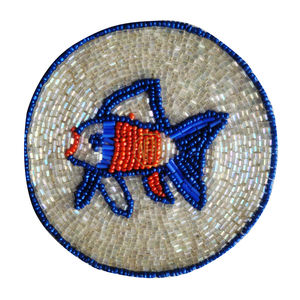 Posavasos de té de flores con cuentas turquesa y negro hecho a mano, diseño tradicional elegante para Decoración de mesa y regalos - Product Image 4