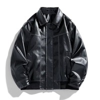 Veste en cuir d'agneau véritable pour homme, style motard, avec broderie patchwork et col montant, pour l'hiver, vente en gros