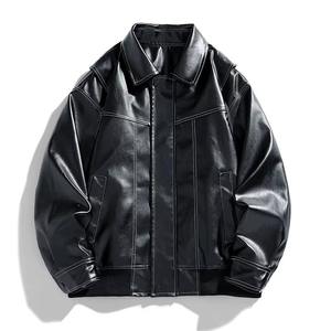 Wholesale Mens PU Faux Leather Jacket with Plus <b>Velvet</b> Lining Winter Motorcycle Style <b>Coat</b> - Product Image 6