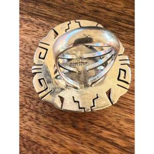 Gabby Spencer Golden Hill's <b>Statement</b> Boho <b>Ring</b> Turquoise Sterling <b>Silver</b> Vermeil Plating Platinum Band Size 8 Everyday Wear - Product Image 5