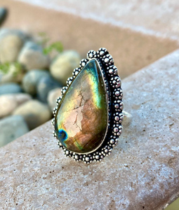 Best Quality Hot Sale Bulk Natural Big Flashy <b>Labradorite</b> Statement Ring for <b>Jewelry</b> Making - Product Image 6