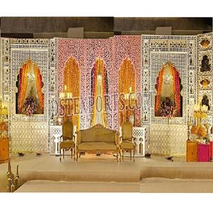 Cadre de miroir doré pour scène de mariage musulman Cadre de miroir moderne pour scène de mariage Cadre de miroir doré pour scène de mariage luxueux - Product Image 1