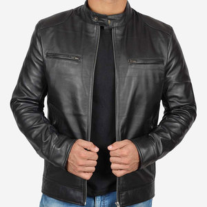 Veste en cuir grande taille en gros, veste en cuir pour usage extérieur, col montant, veste en cuir pour homme - Product Image 3