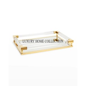 Bandeja de espejo de cristal de metal de lujo de Estilo Vintage para la exhibición de tocador de decoración otomana y decoraciones sofisticadas para el hogar - Product Image 3