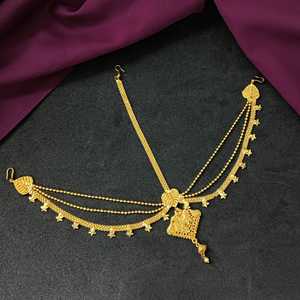 Chaîne indienne à brins multiples étoile plaquée or Matha Patti bijoux de mariée indiens pour mariage bijoux de mode accessoires de cheveux - Product Image 2