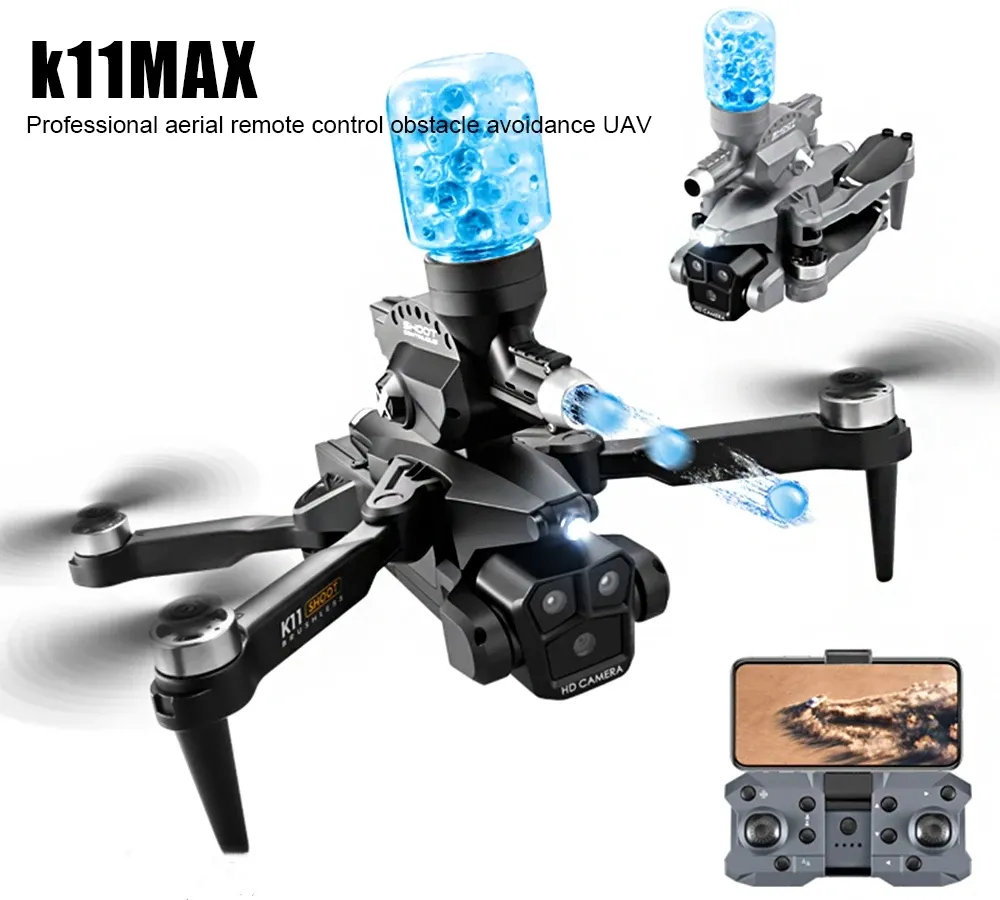 K11 Max Drone with Water Bombs Professional Aerial Photography Aircraft 8K Triple Camera Obstacle Avoidance Foldable Quadcopter