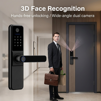 Serrure Intelligente Manillas Tuya pour Porte en Acier avec Reconnaissance Faciale, Empreinte Digitale, Clé et Stockage Cloud