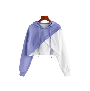 Recién llegado para mujer Sudadera con capucha corta para mujer con agujeros para el pulgar Sudadera con capucha corta French Terry para un ajuste cómodo - Product Image 3