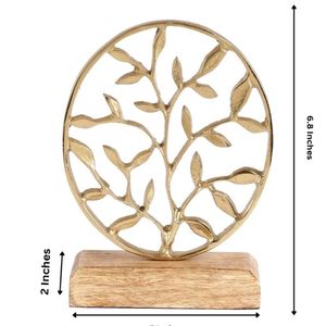 Objet décoratif en aluminium doré avec un design de feuilles métalliques, forme ronde, léger et durable, décoration minimaliste pour la maison - Product Image 3