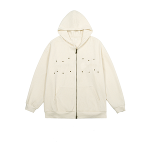 Offre Spéciale mode hommes classique ample à capuche fermeture éclair coton couleur unie collant strass printemps automne pulls à capuche décontractés - Product Image 2