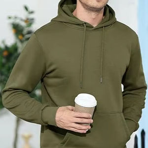 Sweats à capuche Sherpa surdimensionnés pour hommes pulls molletonnés tenues d'automne avec poches - Product Image 1