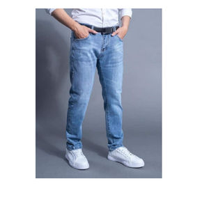 Denim noir délavé coupe droite de style minimaliste pour hommes, fournisseur en vrac de pantalons décontractés à taille basse et quantité minimale de commande, fermeture éclair en métal - Product Image 1