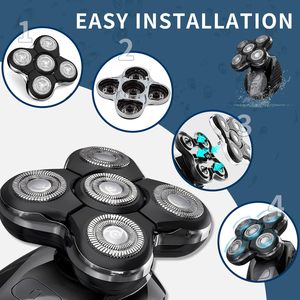 Paquete de 3 cabezales de repuesto para afeitadora eléctrica con cinco cuchillas, alimentación USB, lavables, accesorio de triple cuchilla para afeitado facial - Product Image 2