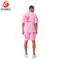 Conjunto de Dos Piezas de Invierno para Hombre, Camiseta de Cuello Redondo y Pantalones Cortos de Forro Polar, 100% Algodón Ecológico, Ropa Urbana con Estampado por Transferencia de Calor, OEM