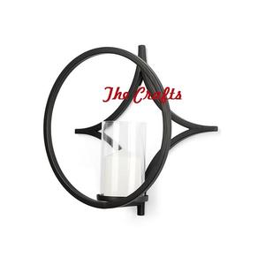 Porte-bougie mural en fer noir, design unique, porte-bougie décoratif avec cheminée en verre, best-seller - Product Image 1