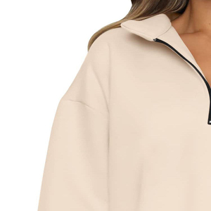 Sweat-shirt à demi-zip oversize pour femme, manches longues, décontracté, de haute qualité - Product Image 6