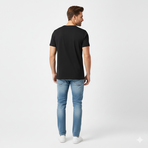 T-shirt pour homme à manches courtes, col en V, 210 GSM, 100% coton, design uni sur le devant, séchage rapide, respirant, vêtements de sport d'extérieur - Product Image 2