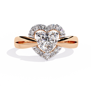 Bague de fiançailles en diamant de laboratoire certifié 0,80 CT, certifiée IGI, or massif 18 carats, détail romantique en forme de cœur, bijoux fins pour femmes - Product Image 2