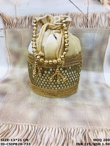 Velvet Embroidery Designed <b>Potli</b> <b>Bags</b> for Women - Product Image 4
