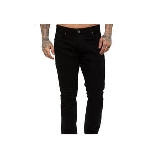 Pantalones vaqueros de calidad para hombre Pantalones vaqueros tejidos de patrón sólido largo de moda Directo de fábrica - Product Image 3