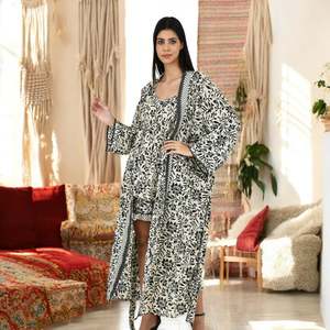 Women's <b>Silk</b> Chiffon Sari Kimono Cami Set Pastel Ivory Black Floral Relax Wear <b>Camisole</b> One Size Daily Wear <b>Top</b> - Product Image 2