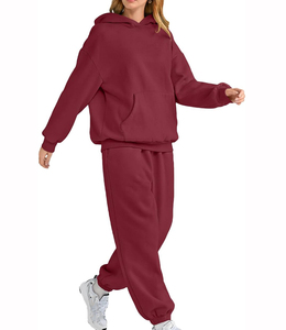 Vente d'usine Survêtement à capuche de haute qualité pour femmes Logo personnalisé Tenue décontractée avec fermeture à cordon respirant Motif solide - Product Image 5