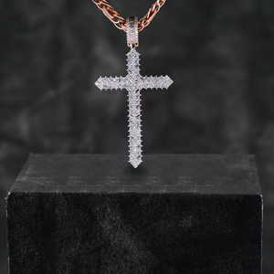 Pendentif en diamant Moissanite VVS rond et taille baguette Style Hip Hop Pendentif croix personnalisé pour hommes en argent sterling 925 - Product Image 6