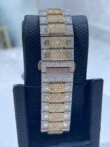 Nueva Llegada VVS Moissanite Diamante Esfera Romana Tono Amarillo Mecánico Automático Iced Out Hip Hop Reloj de Lujo de Moda Personalizada - Product Image 2