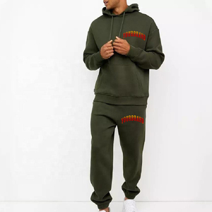 Ensemble pantalon de survêtement et sweat à capuche en coton personnalisé Ensemble 2 pièces de survêtements à impression bouffante 3D pour hommes Ensemble de survêtement en polaire Ensemble surdimensionné - Product Image 1