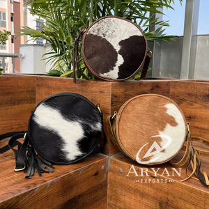 กระเป๋าหนังทรงกลมสำหรับใส่อาหารสไตล์ตะวันตกใหม่ทำจากหนังขนสัตว์แฟชั่นคุณภาพสูงมีสายสะพายแบบมีซิป - Product Image 1